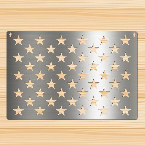LEIFIDE Stainless Steel 50 Star American Flag Stencil 14.76 x 10.43 Inches Laser Cut Metal Template for Wood, Fabric, Paper and Wall Art Reusable Patriotic Stencil for DIY Painting and Crafts in Kuwait
