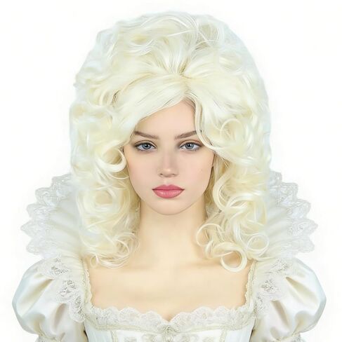 Topcosplay النساء الباروكات البلاتين شقراء مجعد خلية النحل منتفخ 60s الباروكات هالوين زي شعر مستعار in Saudi Arabia