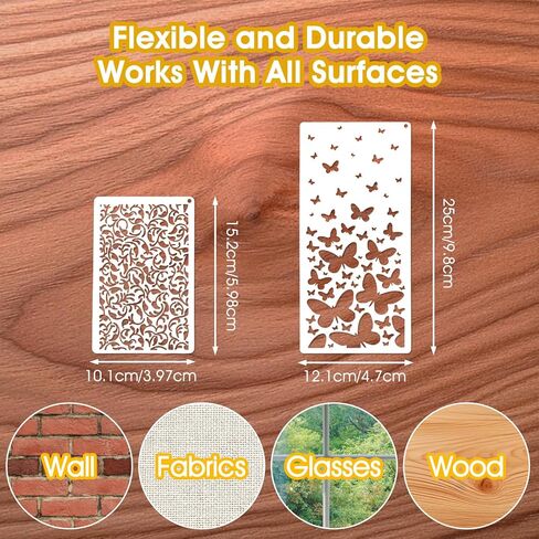 19 PCS Stencils for Crafts Reusable Texture Stencils Mixed Layering Pattern Background Stencil Leaf Floral Drawing Templates Border for Painting on Wood Furniture Paper Scrapbook Wall in Saudi Arabia