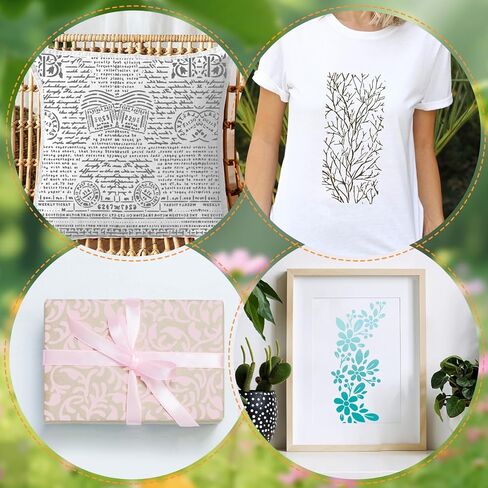 19 PCS Stencils for Crafts Reusable Texture Stencils Mixed Layering Pattern Background Stencil Leaf Floral Drawing Templates Border for Painting on Wood Furniture Paper Scrapbook Wall in Saudi Arabia