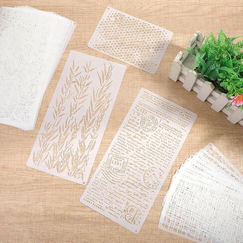 19 PCS Stencils for Crafts Reusable Texture Stencils Mixed Layering Pattern Background Stencil Leaf Floral Drawing Templates Border for Painting on Wood Furniture Paper Scrapbook Wall in Saudi Arabia