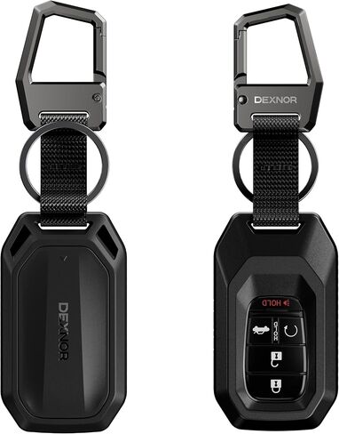 Dexnor Rugged Key Fob Cover with Carabiner & Keychain 5 Buttons for Honda 2026 2025 2024 2023 2022 Civic Accord CR-V HR-V Pilot Keyfob Case Protector, Black in Kuwait