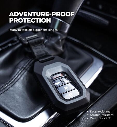 Dexnor Rugged Key Fob Cover with Carabiner & Keychain 5 Buttons for Honda 2026 2025 2024 2023 2022 Civic Accord CR-V HR-V Pilot Keyfob Case Protector, Black in Kuwait