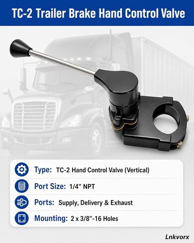 TC-2 Trailer Brake Hand Control Valve - 276793 Vertical Air Control Valve with Black Handle - 1/4" NPT Ports - Replaces Bendix 276793, 276270, Haldex KN20561, Mack 20QE351AP3, Sealco 275107 in Saudi Arabia