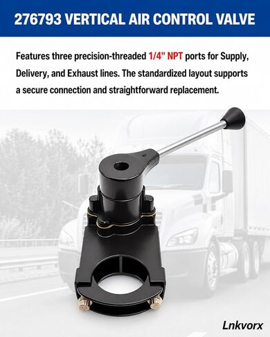 TC-2 Trailer Brake Hand Control Valve - 276793 Vertical Air Control Valve with Black Handle - 1/4" NPT Ports - Replaces Bendix 276793, 276270, Haldex KN20561, Mack 20QE351AP3, Sealco 275107 in Saudi Arabia