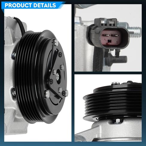 A/C Air Conditioner Compressor with Clutch Fit for Chrysler 300 11-13 for Dodge Charger; for Challenger 11-14, for Durango 11-15(without Rear AC); for Jeep Grand Cherokee 11-21-for V8 Engine Only in Kuwait