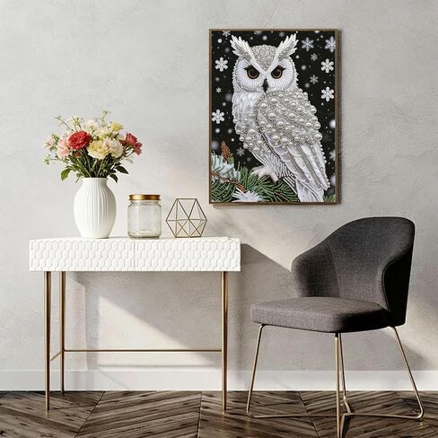 SuuTang 5D Diamond Art Pearl Painting Kits for Adults, Special Shaped Owl Beaded Art Kit for Beginners, 13.8X17.8inch, DIY 3D Plastic Pearl Diamond Dots Gem Art Craft, Home Wall Decor Gift in Saudi Arabia