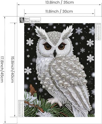 SuuTang 5D Diamond Art Pearl Painting Kits for Adults, Special Shaped Owl Beaded Art Kit for Beginners, 13.8X17.8inch, DIY 3D Plastic Pearl Diamond Dots Gem Art Craft, Home Wall Decor Gift in Saudi Arabia