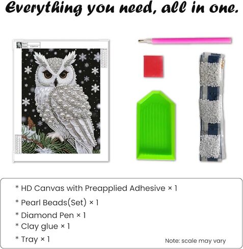 SuuTang 5D Diamond Art Pearl Painting Kits for Adults, Special Shaped Owl Beaded Art Kit for Beginners, 13.8X17.8inch, DIY 3D Plastic Pearl Diamond Dots Gem Art Craft, Home Wall Decor Gift in Saudi Arabia