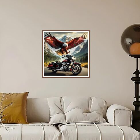 Kulvci Motorcycle and Eagle Diamond Painting Kits for Adults, Round Full Drill Diamond Art Kits, 5D DIY Diamonds Crafts for Home Wall Decoration Gifts 12×12Inch in Kuwait