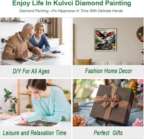 Kulvci Motorcycle and Eagle Diamond Painting Kits for Adults, Round Full Drill Diamond Art Kits, 5D DIY Diamonds Crafts for Home Wall Decoration Gifts 12×12Inch in Kuwait