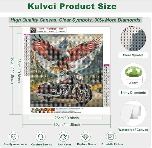 Kulvci Motorcycle and Eagle Diamond Painting Kits for Adults, Round Full Drill Diamond Art Kits, 5D DIY Diamonds Crafts for Home Wall Decoration Gifts 12×12Inch in Kuwait
