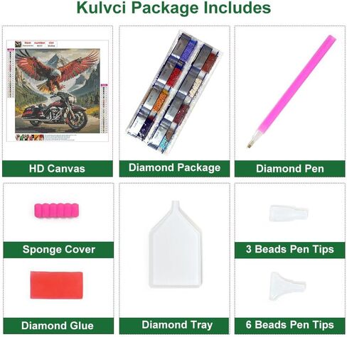 Kulvci Motorcycle and Eagle Diamond Painting Kits for Adults, Round Full Drill Diamond Art Kits, 5D DIY Diamonds Crafts for Home Wall Decoration Gifts 12×12Inch in Kuwait