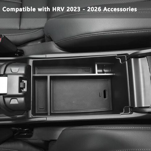 EDBETOS HRV Center Console Organizer Compatible with 2023 2024 Honda HR-V EX/EX-L/LX/SE/Sport/Touring ABS Plastic Material Armrest Box Insert Tray Secondary Storage Pallet Accessories, Black in Saudi Arabia