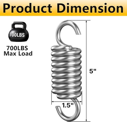 Suteck 700lbs Weight Capacity Heavy Duty Spring Hammock Egg Chair Spring Porch Swing Springs Hanging Chairs Suspension Swing Extension for Boxing Bag, Gym, Patio Swing Hanger 2 Pieces in Saudi Arabia