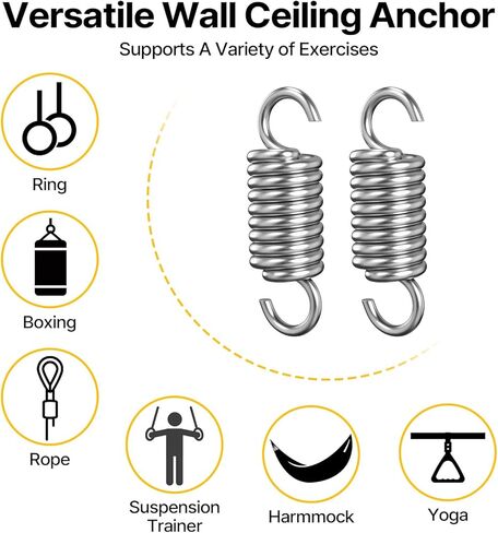 Suteck 700lbs Weight Capacity Heavy Duty Spring Hammock Egg Chair Spring Porch Swing Springs Hanging Chairs Suspension Swing Extension for Boxing Bag, Gym, Patio Swing Hanger 2 Pieces in Saudi Arabia
