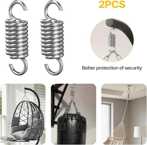 Suteck 700lbs Weight Capacity Heavy Duty Spring Hammock Egg Chair Spring Porch Swing Springs Hanging Chairs Suspension Swing Extension for Boxing Bag, Gym, Patio Swing Hanger 2 Pieces in Saudi Arabia