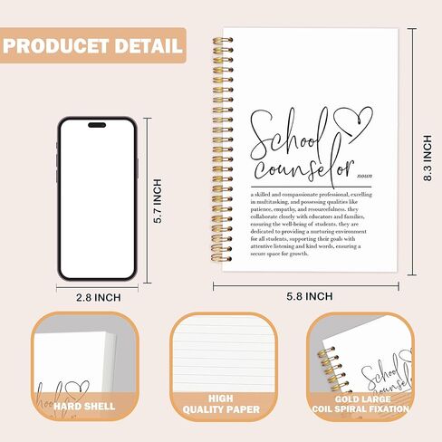 Gungjoeng School Counselor Gifts Notebook Journal for Women Men, Guidance Counselor Appreciation Gifts, Counseling Teacher Hardcover Spiral Notebook for Work Note Taking 5.5x8.3 in in Kuwait