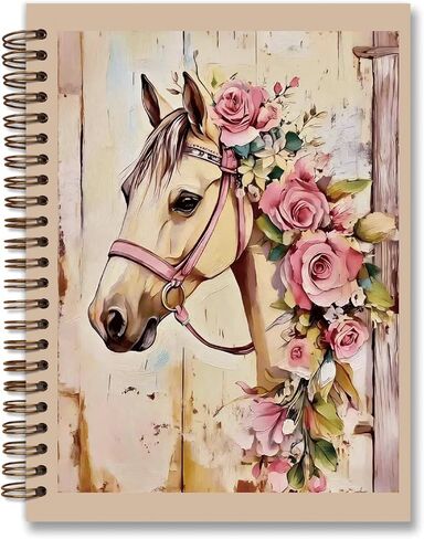 Dejfel Vintage Girl Horse Notebook Journal,Vintage Girl Horse Diary Gifts, Journaling Writing Pad for Women Work Office School Supplies, Spiral Notebook 5.5x8.3 in Saudi Arabia
