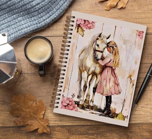 Dejfel Vintage Girl Horse Notebook Journal,Vintage Girl Horse Diary Gifts, Journaling Writing Pad for Women Work Office School Supplies, Spiral Notebook 5.5x8.3 in Kuwait