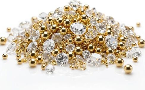 1400 Pcs Gold Polished Faux Diamond and Pearl Beads Vase Filler No Hole Glass Resin Pearls for Table Scatters Wedding Centerpiece Party DIY Home Decor (Gold, 4/6/8mm) in Saudi Arabia