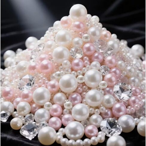 1400 Pcs Gold Polished Faux Diamond and Pearl Beads Vase Filler No Hole Glass Resin Pearls for Table Scatters Wedding Centerpiece Party DIY Home Decor (Gold, 4/6/8mm) in Saudi Arabia