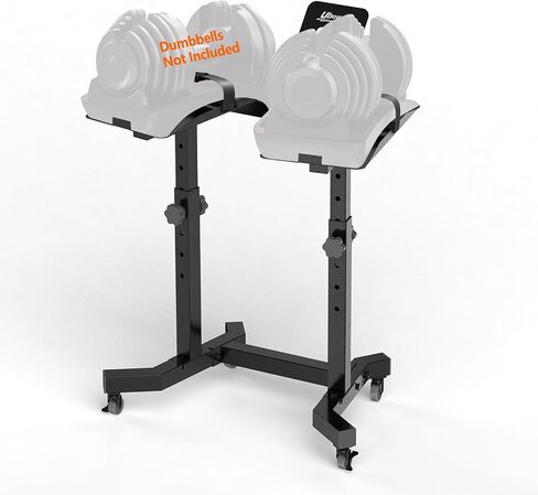 Uboway Adjustable Dumbbell Stand- Dumbbell Rack with 4 Level Height Adjustment, Weight Stand for Dumbbells with Tablet Holder and Wheels, Hand Weight Rack for Adjustable Dumbbell Set, Home Gym Fitness in Saudi Arabia