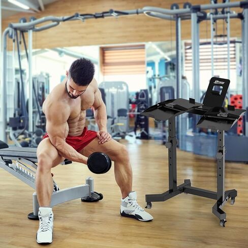 Uboway Adjustable Dumbbell Stand- Dumbbell Rack with 4 Level Height Adjustment, Weight Stand for Dumbbells with Tablet Holder and Wheels, Hand Weight Rack for Adjustable Dumbbell Set, Home Gym Fitness in Saudi Arabia