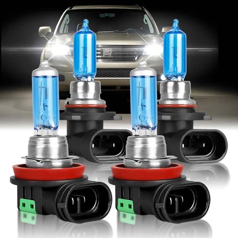 SHENKENUO Fit For Pilot (2006-2018) 9005 High Beam + H11 Low Beam Ultra - High Performance Halogen Headlight Bulbs Combo,Plug-n-Play,Pack of 4 in Saudi Arabia