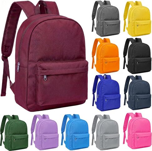 24-Pack Bulk Backpack for Kid, Bulk 17 inch Classic School Backpacks Lightweight Wholesale Back Packs for Back to School Outdoor Travel Gym Corporate Events Bag,12 Colors in Kuwait