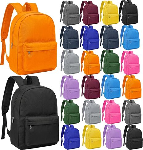 24-Pack Bulk Backpack for Kid, Bulk 17 inch Classic School Backpacks Lightweight Wholesale Back Packs for Back to School Outdoor Travel Gym Corporate Events Bag,12 Colors in Saudi Arabia