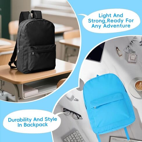 24-Pack Bulk Backpack for Kid, Bulk 17 inch Classic School Backpacks Lightweight Wholesale Back Packs for Back to School Outdoor Travel Gym Corporate Events Bag,12 Colors in Kuwait