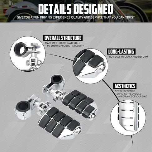 مساند قدم للدراجة النارية من Highway Pegs مع مجموعة مشابك تثبيت لمحرك 1 بوصة 1.25 بوصة متوافق مع Harley Touring Softail Dyna Sportster Road King Fat Bob Road Glide Street Glide Chrome in Kuwait