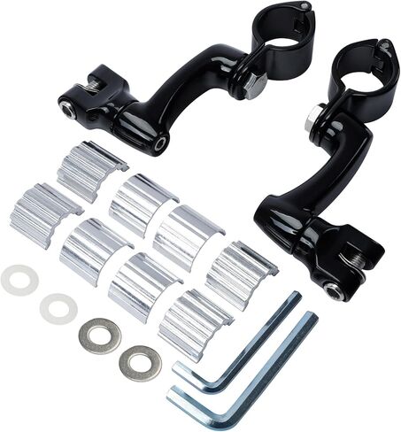 TCT-MOTORPARTS 32mm 1 1/4" Highway Foot Pegs Mount Clamp Fit for Harley Touring Road King FLHR Dyna Street Bob FXDB Sportster XL 883 1200 Softail Fat Boy Honda Suzuki Yamaha Chrome in Kuwait