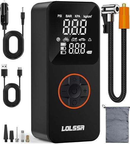 Tire Inflator Portable Air Compressor-Tire Pump 150PSI Cordless Electric for Car, Motorcycle, Bike, Ball, with Tire Gauge Pressure, Dual-Use Type（Dark） in Saudi Arabia