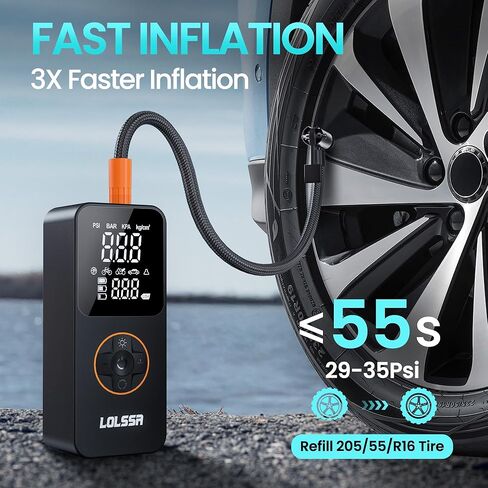 Tire Inflator Portable Air Compressor-Tire Pump 150PSI Cordless Electric for Car, Motorcycle, Bike, Ball, with Tire Gauge Pressure, Dual-Use Type（Dark） in Saudi Arabia