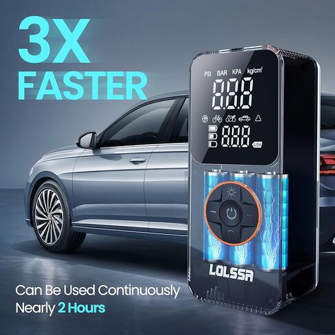 Tire Inflator Portable Air Compressor-Tire Pump 150PSI Cordless Electric for Car, Motorcycle, Bike, Ball, with Tire Gauge Pressure, Dual-Use Type（Dark） in Saudi Arabia