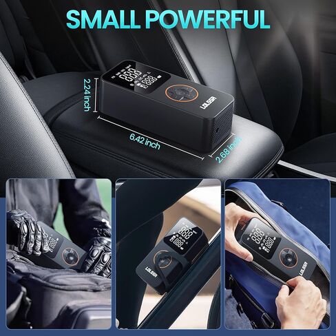 Tire Inflator Portable Air Compressor-Tire Pump 150PSI Cordless Electric for Car, Motorcycle, Bike, Ball, with Tire Gauge Pressure, Dual-Use Type（Dark） in Saudi Arabia