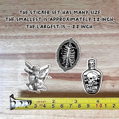 60 Pcs Goth Stickers for Adults - Gothic Sticker Pack, Waterproof Black and White Aesthetic Alt Emo Stickers for Laptop, Water Bottle, Skateboard in Saudi Arabia