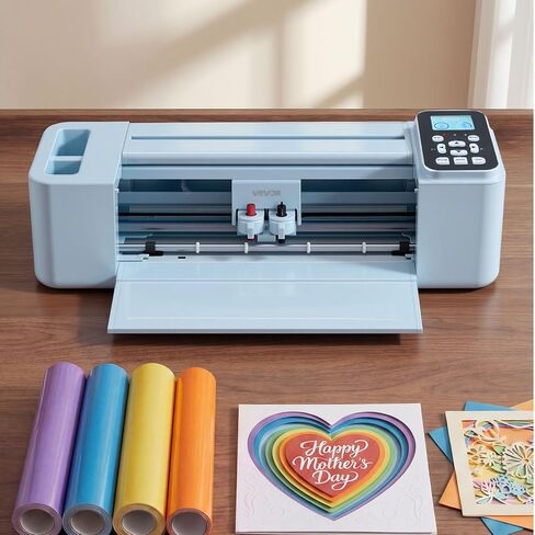 VEVOR Vinyl Cutting Machine, 12 in, Button and Screen Controlled Vinyl Cutter, 20000+ Built-in Design Resources, Compatible with Mac, Windows, Android and iOS, for Creating Customized Crafts Cards in Kuwait