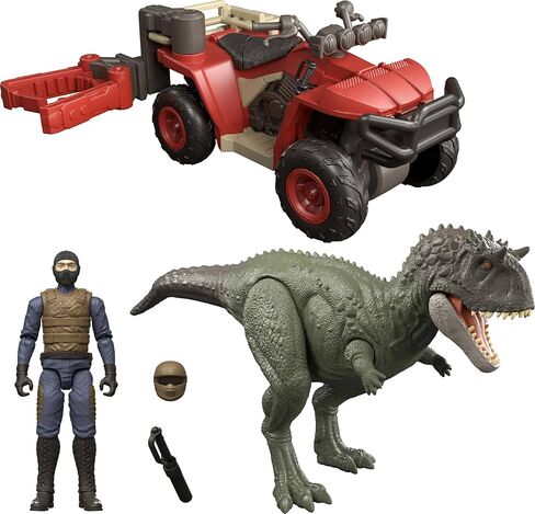 مجموعة Mattel Jurassic World مع مركبة، ومجسم حركة بشري وديناصور، ومجموعة Capture Claw ATV، وميزات Catch & Launch لسرد القصص in Kuwait