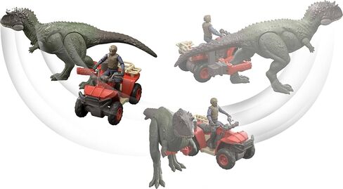 مجموعة Mattel Jurassic World مع مركبة، ومجسم حركة بشري وديناصور، ومجموعة Capture Claw ATV، وميزات Catch & Launch لسرد القصص in Kuwait