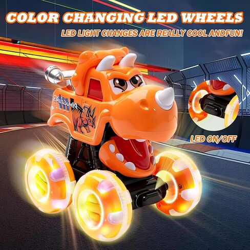 Monster Truck Toy for Kids Toddlers 1-3, Light up Wheels Dinosaur Car Toys, Baby Toy - Press and Go Dinosaur Trucks,Pull Back Vehicle Set for 2 3 4 Year Old Boy Birthday (3 Packs) in Saudi Arabia