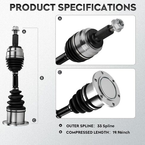 NEW Left or Right Front CV Axle Shaft Assembly fits for Ford F-150 4WD 1997-2003, for F-150 Heritage 2004, for Expedition 4WD 97-02, for Lincoln Navigator 98-02, 4.2L 4.6L 5.4L, 4WD Only; NOT for RWD in Kuwait