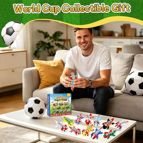 12PCS 3D Printed Soccer Party Axolotl Fidget Toys Articulated Mini Animal Desk Toys Colorful Stress Relief Toys for Soccer Party Favors & Football Decorations in Saudi Arabia