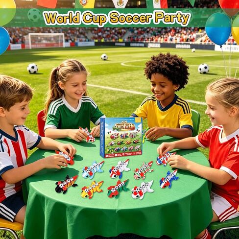 12PCS 3D Printed Soccer Party Axolotl Fidget Toys Articulated Mini Animal Desk Toys Colorful Stress Relief Toys for Soccer Party Favors & Football Decorations in Saudi Arabia