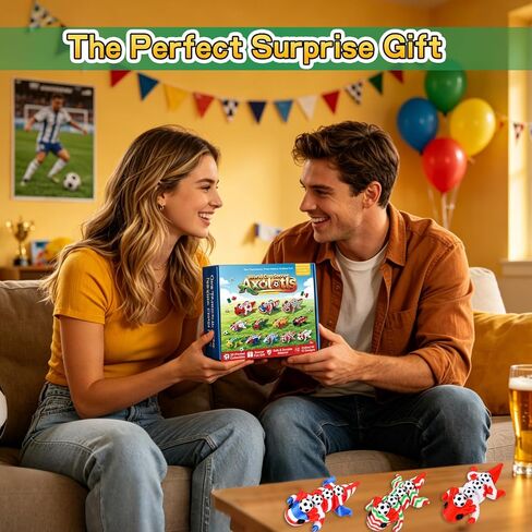 12PCS 3D Printed Soccer Party Axolotl Fidget Toys Articulated Mini Animal Desk Toys Colorful Stress Relief Toys for Soccer Party Favors & Football Decorations in Saudi Arabia