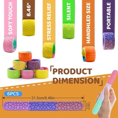 6 Pieces Textured Silicone Sensory Toys for Kids, Autism Calming Sensory Toy, for Stress Relief, Anxiety, Autism, ADHD, Calming Classroom Travel Essential Toys in Saudi Arabia