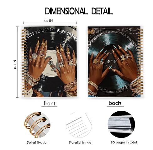 JWVK Inspirational Black Girl Spiral Notebook, Trendy Retro Y2k Vinyl Record Music Notebooks for Note Taking, African American Gifts for Black Women, Music Lover Gifts, 5.5x8.3 Inch in Kuwait