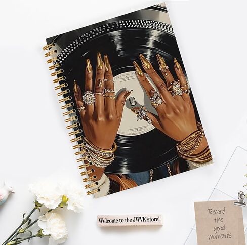 JWVK Inspirational Black Girl Spiral Notebook, Trendy Retro Y2k Vinyl Record Music Notebooks for Note Taking, African American Gifts for Black Women, Music Lover Gifts, 5.5x8.3 Inch in Kuwait